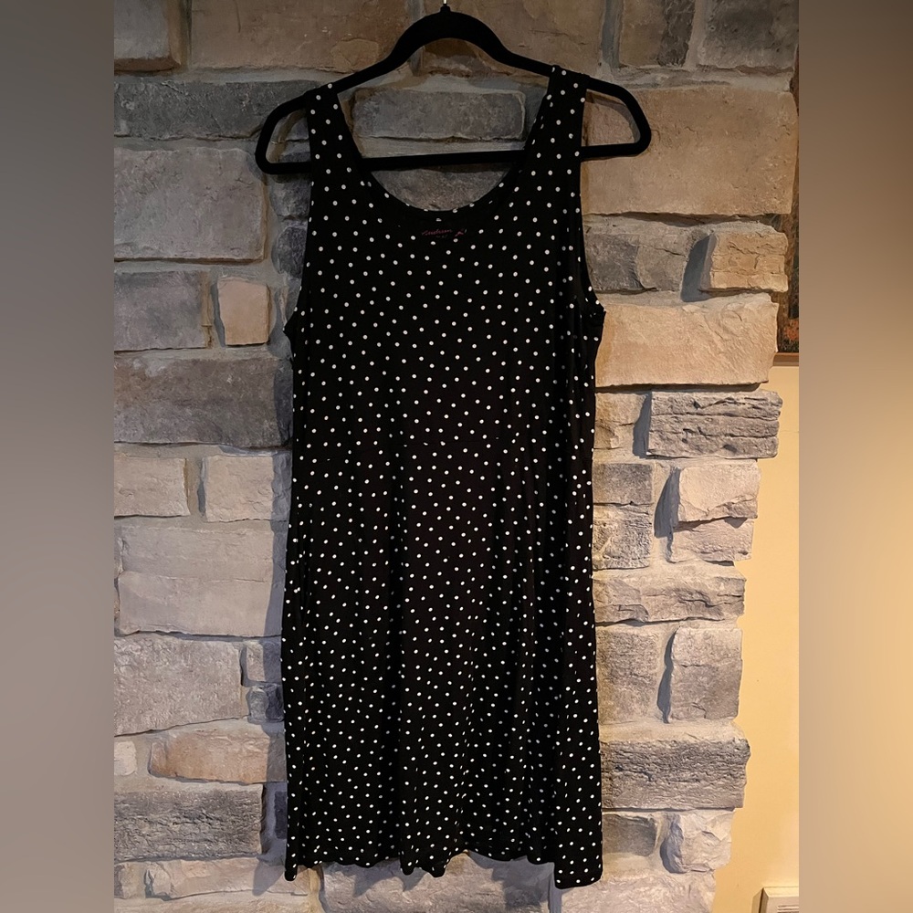 Gudrun Sjoden Black and White Polka Dot Midi Tank Dress